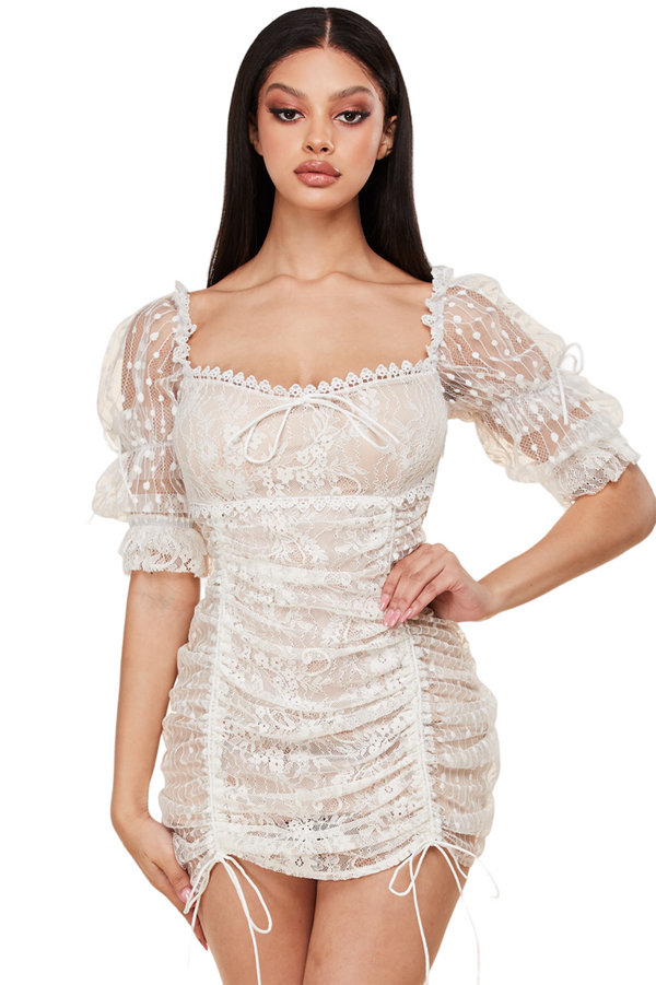 White Lace Cute and Sexy Crochet Mini Dress