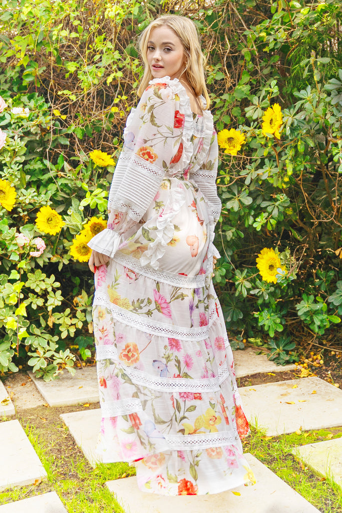 Spring Blossom Lace Maxi Dress