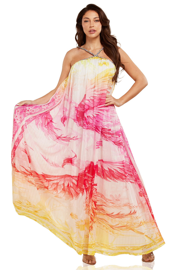 Wind Ombre Floral Maxi Dress