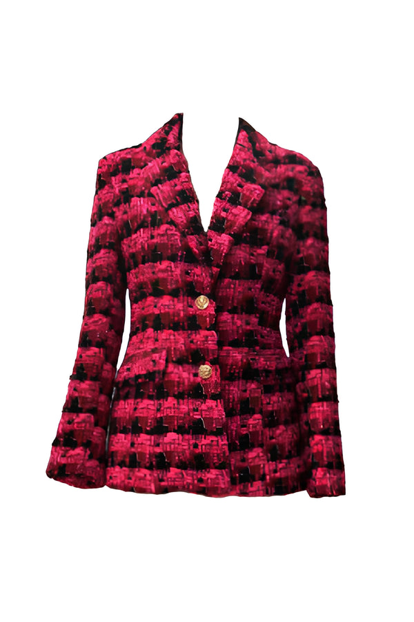 Fuchsia Plaid Versatile Tweed Blazer